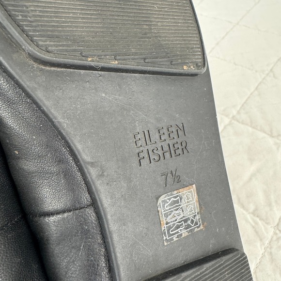 Eileen Fisher Fosse Leather Ballet Flats Black Slip On Round Toe Women Size 7.5 - Picture 7 of 11
